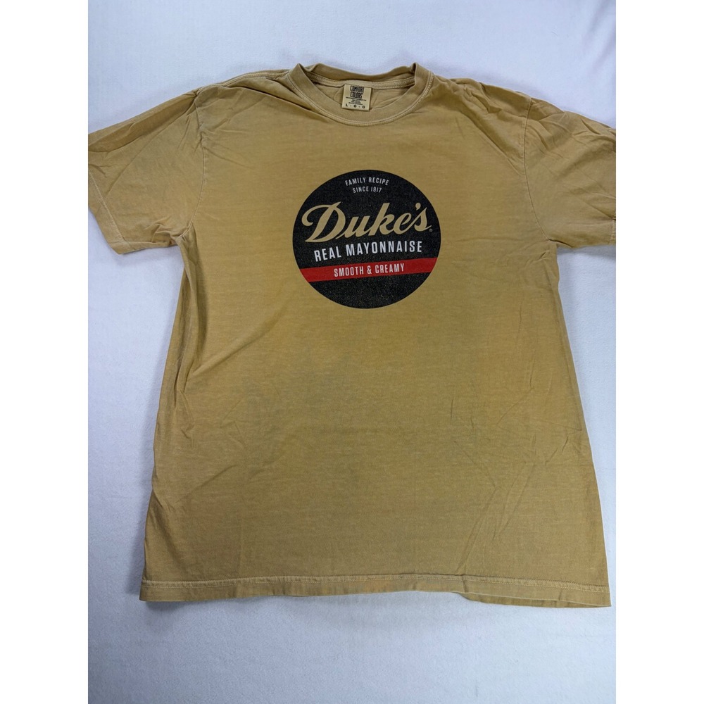 Comfort Colors Dukes Real Mayonnaise Graphic T-Shirt Mustard Yellow Mens Large